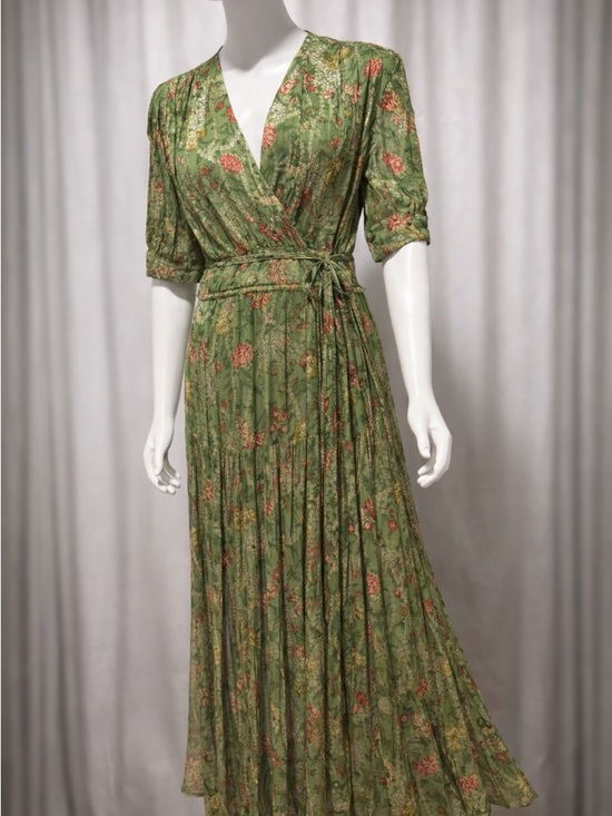 ba&sh Dresses & Skirts - ba&sh Olive Green Floral Wrap Maxi Dress